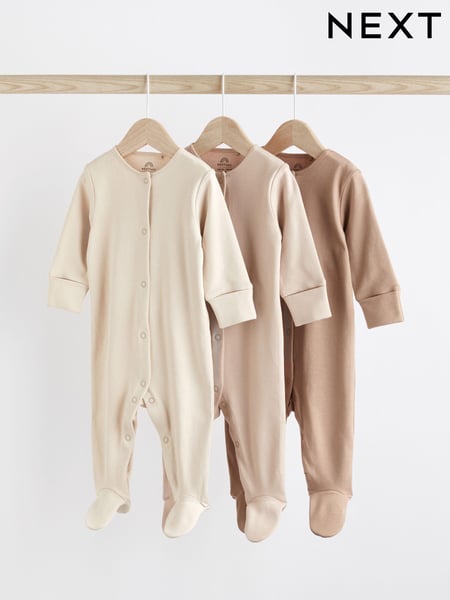 Oatmeal Baby 100% Cotton Sleepsuits 3 Pack (0-3yrs) (631259) | € 17 - € 20