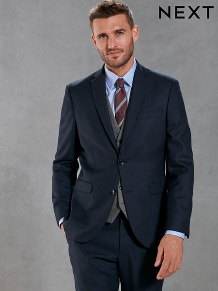 Navy Blue Signature Empire Mills 100% Wool Birdseye Suit Jacket (631408) | € 44