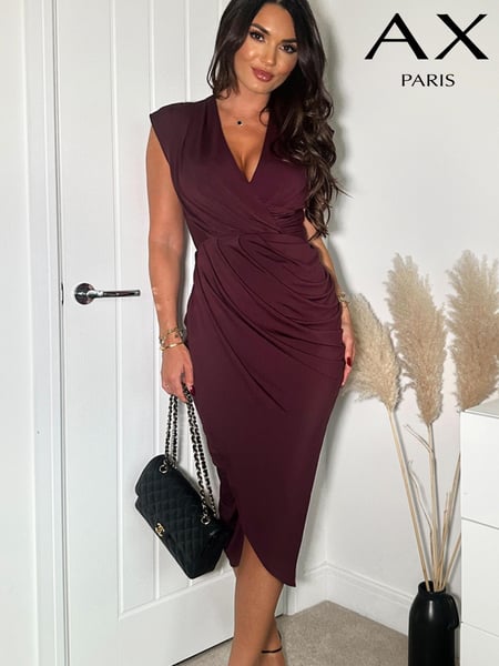AX Paris Purple Plum Wrap Draped Midi Dress (633516) | € 15