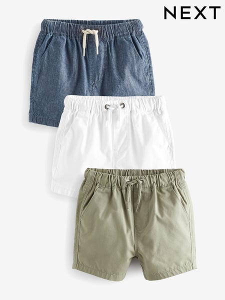 Sage/Chambray/White Pull On Shorts 3 Pack (3mths-7yrs) (633911) | € 14 - € 18