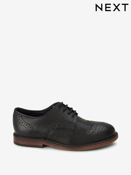 Black Standard Fit (F) Leather Laceup Brogue Shoes (634410) | € 43 - € 57