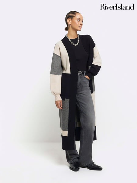 River Island Black Block Ribbed Maxi Cardigan (636888) | € 47