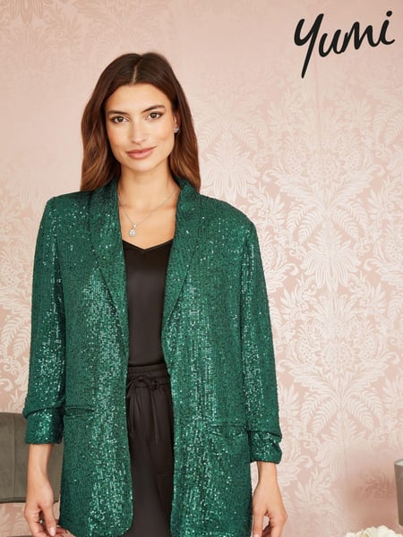 Yumi Dark Green Sequin Blazer With Pockets (638600) | € 47