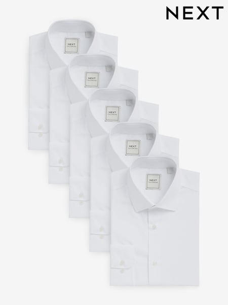 White Easy Care Single Cuff Smart Shirts 5 Pack (640685) | € 127