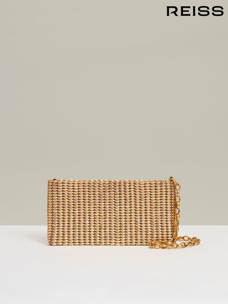 Reiss Gold Bailey Beaded Removable Strap Shoulder Bag (641947) | € 231