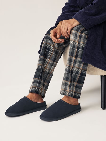 Marineblau/blau - Faux Fur Lined Signature Suede Mule Slippers (642914) | 45 €