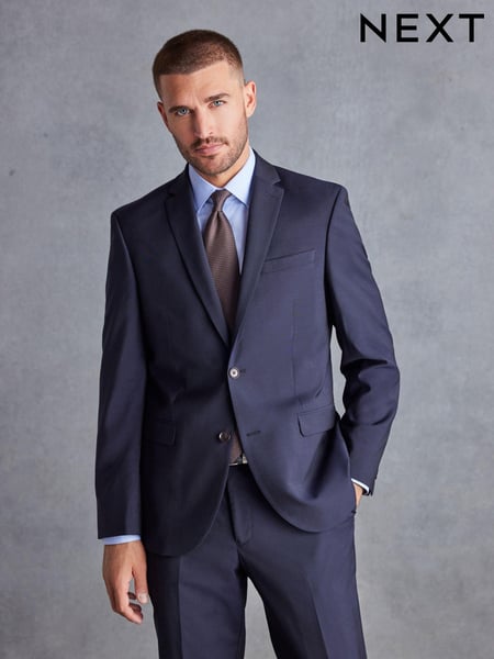 Navy Blue Regular Fit Signature Tollegno Italian Wool Suit Jacket (646258) | € 38