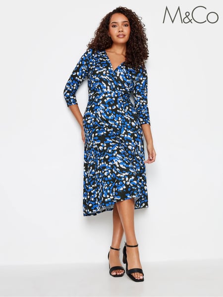 M&Co Blue Wrap Gathered Dress (651022) | € 53