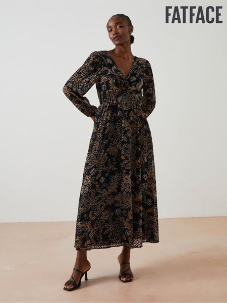 FatFace Black Victoria Floral Devore Midi Dress (653876) | € 51