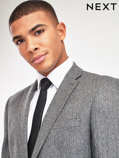 Grey Tailored Nova Fides Wool Herringbone Suit Jacket (656617) | € 32