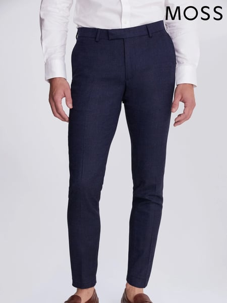 MOSS Blue Slim Fit Blue Twisted Trousers (657811) | € 140