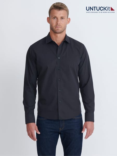 UNTUCKit Black Wrinkle-Free Slim Fit Black Stone 100% Cotton Shirt (659468) | € 125