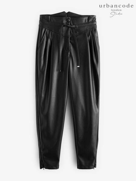 Urban Code Black High Waisted Faux Leather Paperbag Trousers (662143) | € 12