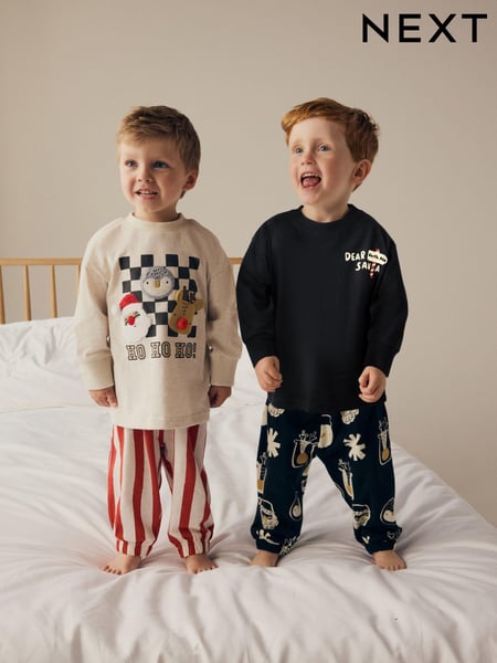 Red/Black Christmas Checkerboard 100% Cotton Oversized Pyjamas 2 Pack (9mths-12yrs) (665655) | € 21 - € 28
