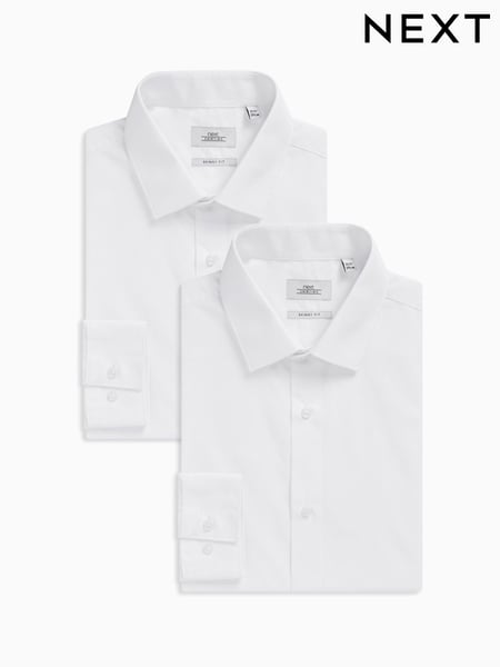 White Skinny Fit Easy Care Single Cuff Shirts 2 Pack (669823) | € 10