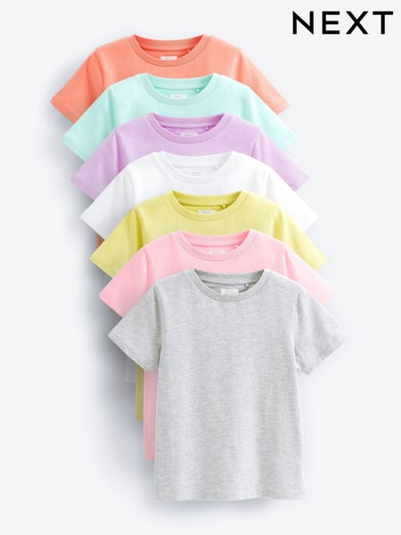 Multi Pastel Plains T-Shirts 7 Pack (3-16yrs) (670540) | € 31 - € 48