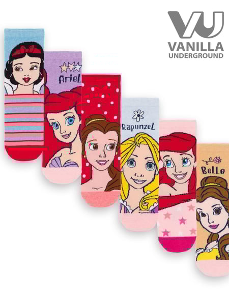 Vanilla Underground Pink Girls Disney Princess Socks 6 Pack (674532) | € 22