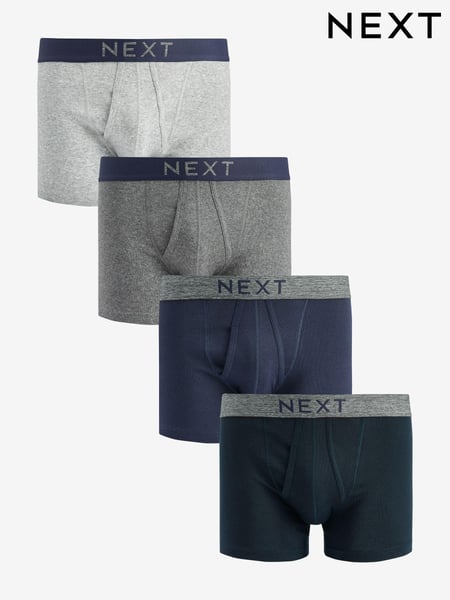 Grau/Marineblau - 4er-Pack - A-Front Pure 100% Cotton Boxers (675888) | 33 €