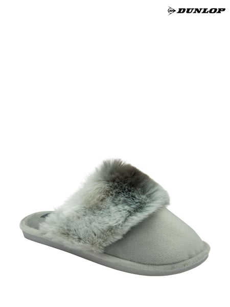 Grün - Dunlop Ladies Closed Toe Faux Fur Mule Slippers (678831) | 28 €