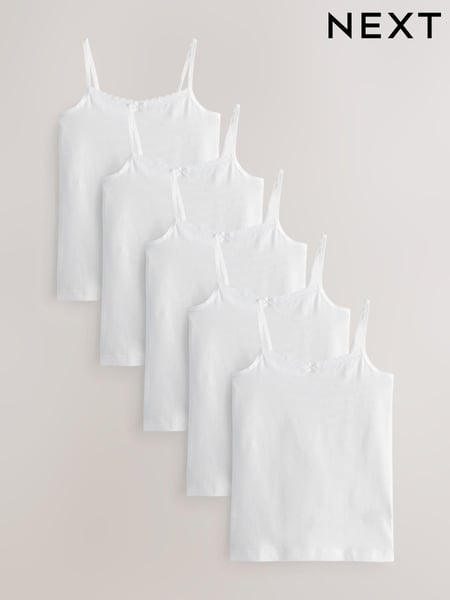 White 5 Pack Lace Trim Cami Vest (1.5-16yrs) (679275) | € 9 - € 14