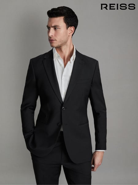 Reiss Black Hope Slim-Fit Wool-Blend Single-Breasted Suit Blazer (683428) | € 418