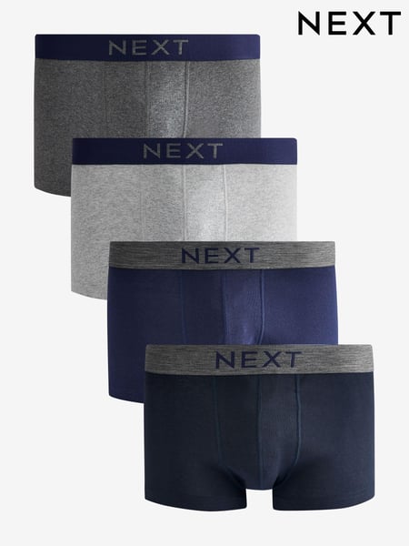 Grau/Marineblau - Regulär - Hipster 100% Cotton Boxers 4 Pack (685126) | 33 €