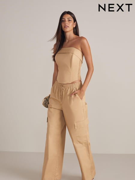 Camel Natural Wide Leg Cargo Trousers (689027) | € 9