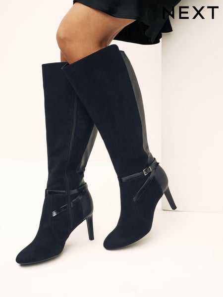 Black Regular/Wide Fit Forever Comfort® Buckle Detail Heeled Knee High Boots (689253) | € 47