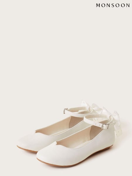 Monsoon White Spot Bow Communion Ballet Flats (689435) | € 8 - € 9