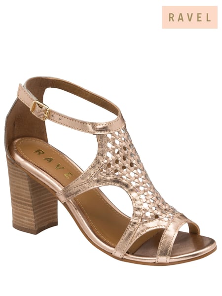 Ravel Gold Leather Heeled Sandals (693046) | € 109
