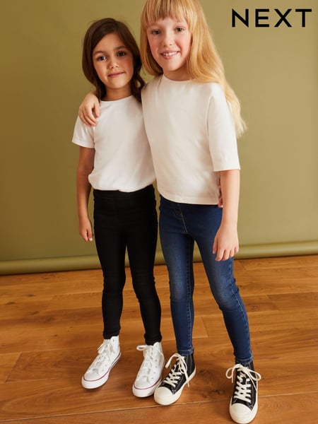 Black/Grey Elasticated Waist Jeggings 2 Pack (3-16yrs) (695171) | € 28 - € 35