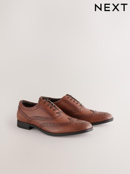 Tan Brown Standard Fit Leather Oxford Brogue Shoes (695186) | € 60