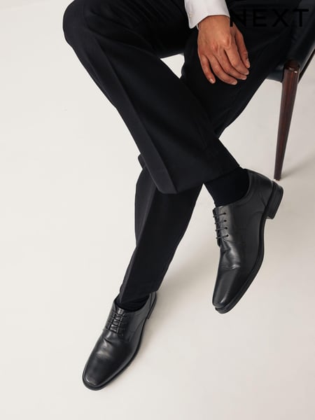 Black Standard Fit Leather Square Derby Shoes (695192) | € 30