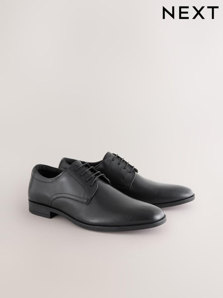 Black Standard Fit Leather Plain Derby Shoes (695235) | € 60
