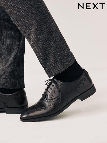 Schwarz - Weite Passform - Leather Oxford Brogue Shoes (695293) | 60 € - 63 €