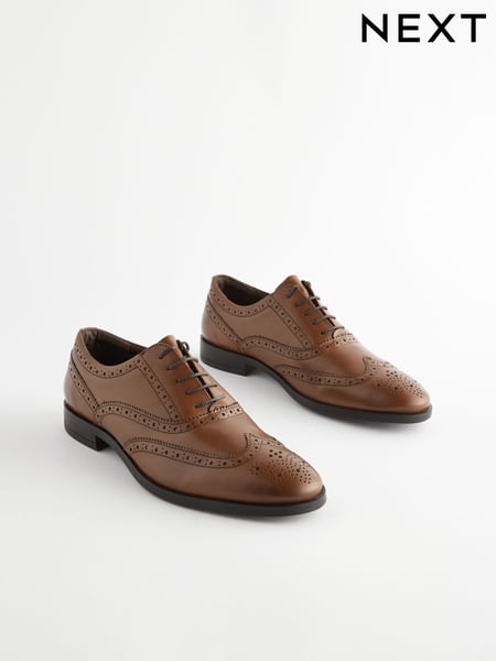 Tan Brown Wide Fit Leather Oxford Brogue Shoes (695304) | € 60 - € 63