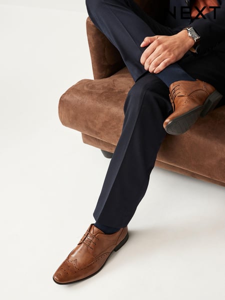 Tan Brown Wide Fit Brogue Shoes (695327) | € 52