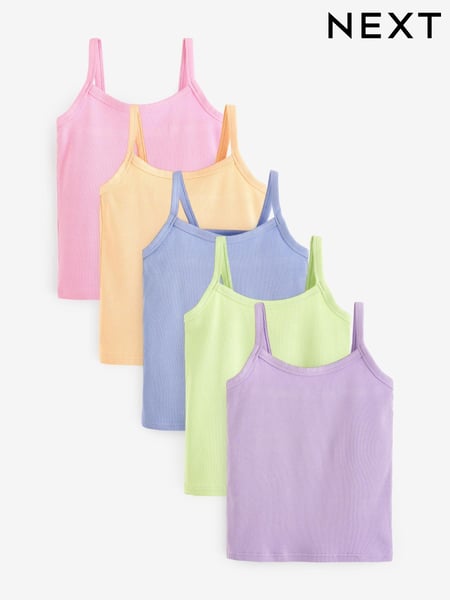 Multi Pastel Pastel Rib Cami Vest 5 Pack (2-16yrs) (695712) | € 21 - € 30