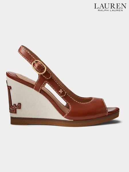 Lauren Ralph Lauren Roni Burnished Leather Tan Brown Sandals (698200) | € 295