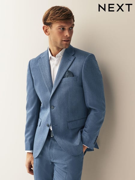 Blue Tailored Wool Blend Herringbone Suit Jacket (700437) | € 32