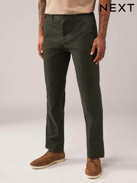 Green Khaki Straight Fit Stretch Printed Soft Touch Chino Trousers (701830) | € 33