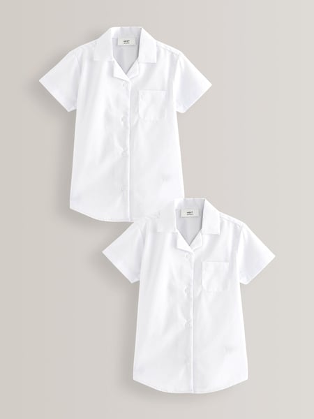 White 2 Pack Short Sleeve Revere Collar School Shirts (3-17yrs) (701959) | € 13 - € 23