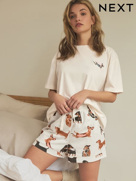 Ecru Dachshund Short Pyjamas Set (703049) | € 29