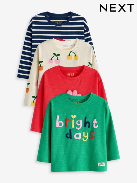 Rainbow 100% Cotton Long Sleeve Tops 4 Pack (3mths-7yrs) (704351) | € 6 - € 7