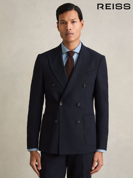 Reiss Navy Belmont Double Breasted Suit Blazer Slim Fit (707225) | € 543