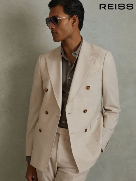 Reiss Stone Belmont Double Breasted Suit Blazer Slim Fit (707350) | € 543