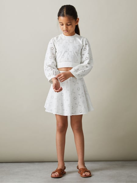Reiss Ivory Nella 4-9 yrs Cotton Broderie Lace Skirt (707427) | € 70