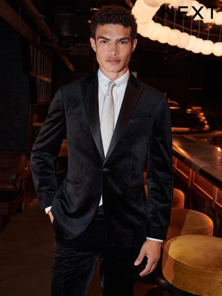 Black Slim Fit Velvet Suit Jacket (713134) | € 35