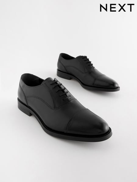 Black Standard Fit Leather Oxford Toecap Shoes (716979) | € 73