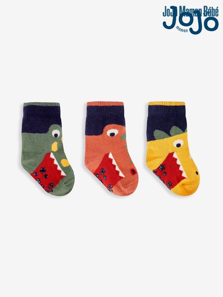 JoJo Maman Bébé Navy 3-Pack Snappy Dinosaur Socks (719477) | € 15